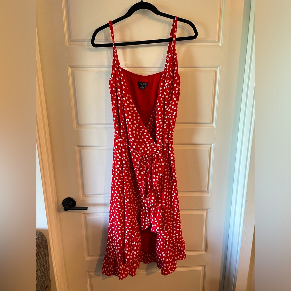 City Chic red polka dot dress